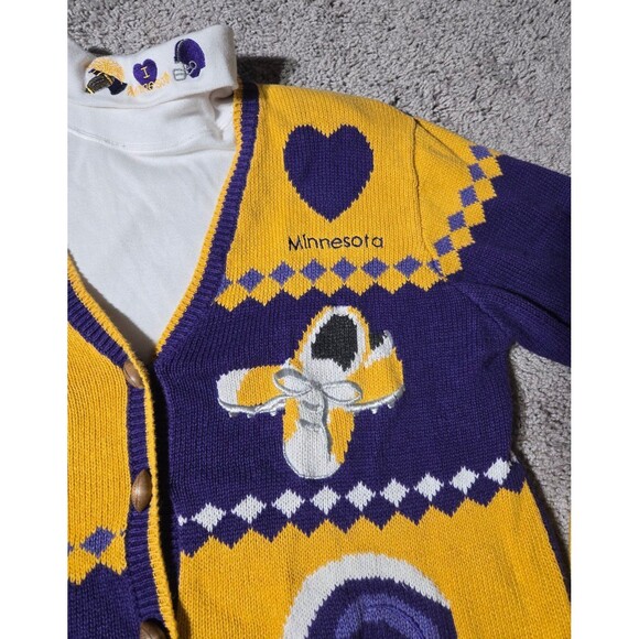 Vintage Minnesota Vikings Cardigan Turtleneck set Christopher Banks Football - Picture 6 of 8